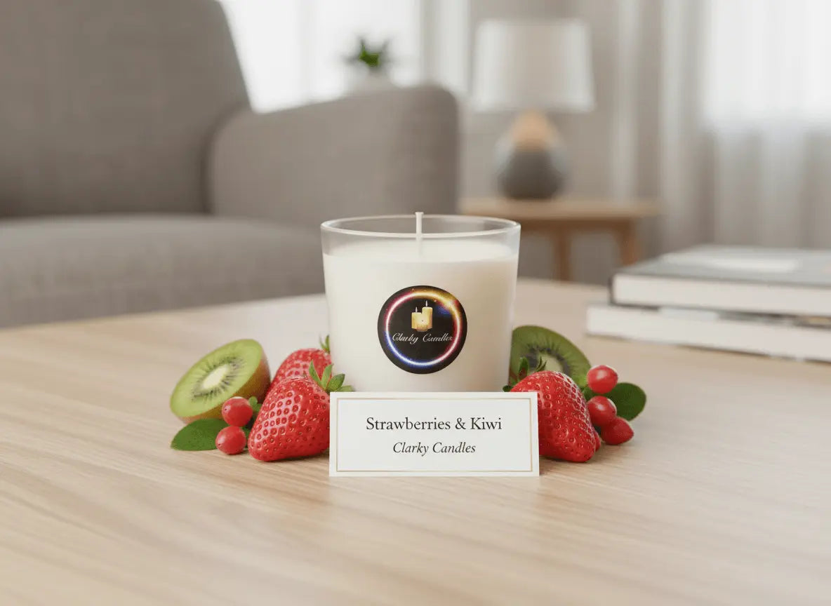 Strawberry & Kiwi Scented Soy Wax Candle | Tropical Fruit Fusion Fragrance | £9.95 My Store