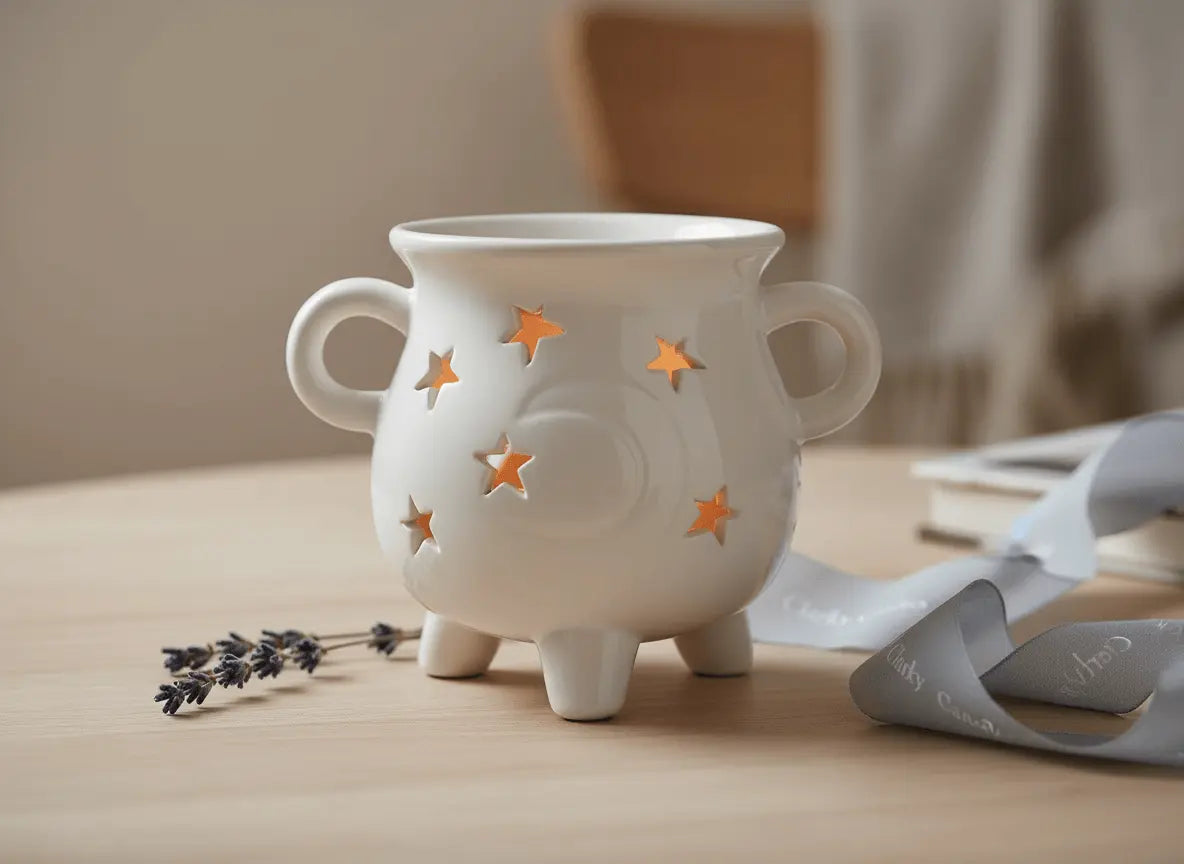 White Cauldron Ceramic Wax Melt Burner | Magical Home Fragrance | Clarky Candles My Store