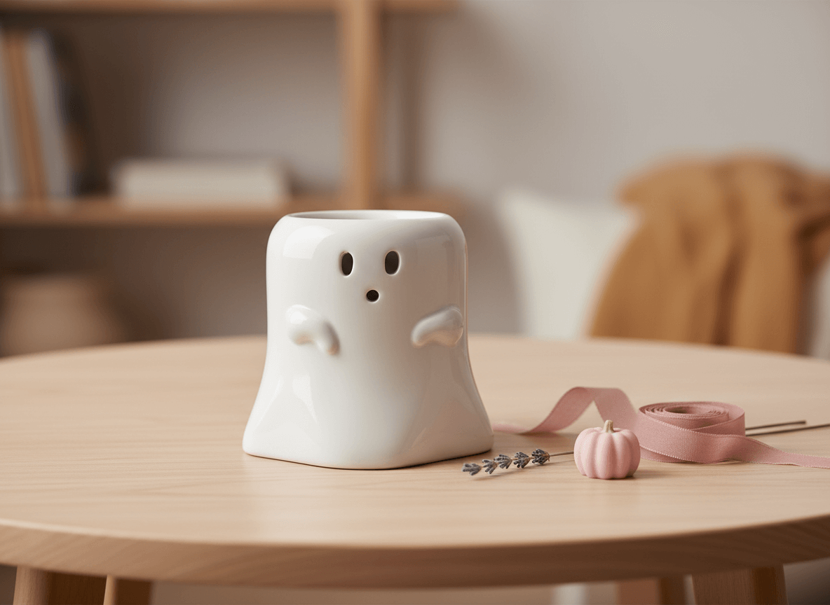 White Ghost Ceramic Wax Melt Burner | Magical Home Fragrance | Clarky Candles